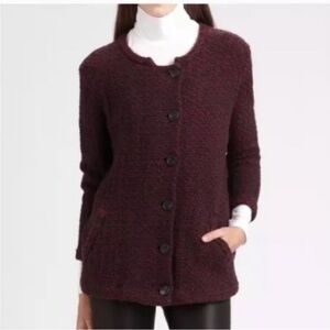 Theory Ambril Loryelle Cardigan Sweater Jacket in Burgundy 100% Wool Women's L